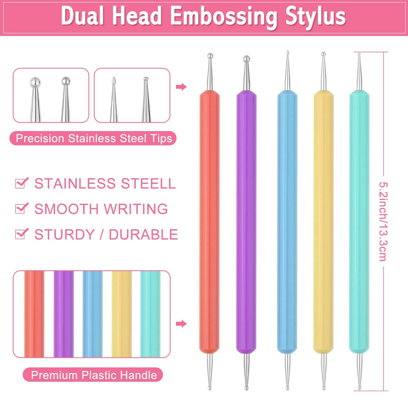 5 tk/komplekt küünekunsti täppimistööriistad Rhinestone`i korjamistööriist Kahe suurusega palliotsad küünte disaini jaoks Küünetööriistad Küünte tarvikud