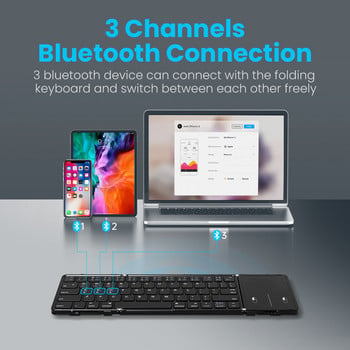 MISSGOAL Иврит/Корея/Русия Безжична сгъваема клавиатура с тъчпад Акумулаторна сгъваема Bluetooth клавиатура за таблет Ipad
