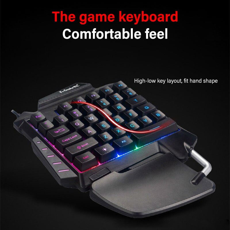 Vienos rankos vištienos žaidimo mechaninė klaviatūra USB laidinė žaidimų nešiojama ergonomiška LED foninio apšvietimo mini kompiuterio klaviatūra, skirta PS4 Xbox