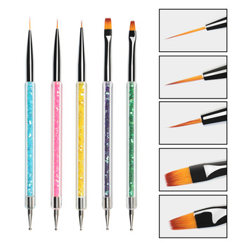 BQAN 5Pcs Nail Art Brush Design Tip Painting Drawing Carving Nail Dotting Pen FlatFan Liner Acrylic Gel UV Polish Tool Маникюр