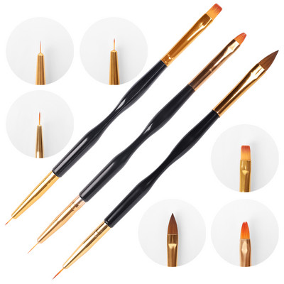 1/3 gab. Dual End Nail Art Dotting Pen Akrila Zīmēšanas Laineris Ziedu Ota Rhinestone Crystal UV Gel krāsošanas manikīra rīks JAUNS