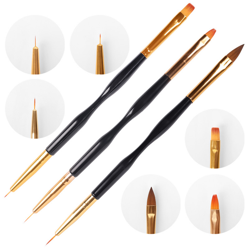 1/3Pcs Dual End Nail Art Dotting Pen Akrilna linija za crtanje Cvjetni kist Rhinestone Crystal UV Gel Alat za manikuru za slikanje NOVO