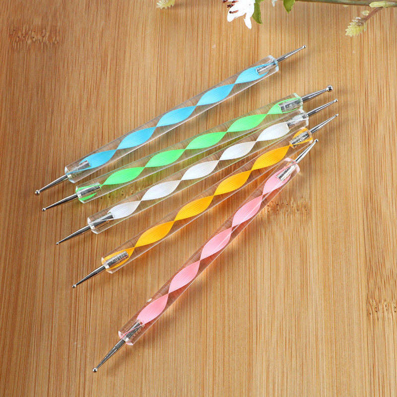 Set de instrumente pentru pix pentru unghii, 5 bucăți, pentru modele de unghii, desen cu două capete, pentru pictura de strasuri, instrumente pentru manichiură