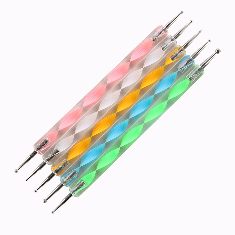 Set de instrumente pentru pix pentru unghii, 5 bucăți, pentru modele de unghii, desen cu două capete, pentru pictura de strasuri, instrumente pentru manichiură