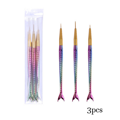 Set četkica za crtanje noktiju od 3 komada 3D vrhovi Manikura Akrilna francuska pruga Ultra-tanka olovka za crtanje linija Kistovi za UV gel Alati za slikanje