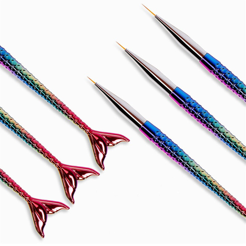 Set četkica za crtanje noktiju od 3 komada 3D vrhovi Manikura Akrilna francuska pruga Ultra-tanka olovka za crtanje linija Kistovi za UV gel Alati za slikanje