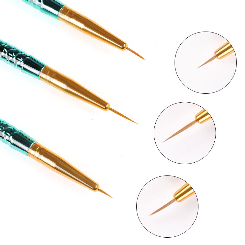 Set četkica za crtanje noktiju od 3 komada 3D vrhovi Manikura Akrilna francuska pruga Ultra-tanka olovka za crtanje linija Kistovi za UV gel Alati za slikanje