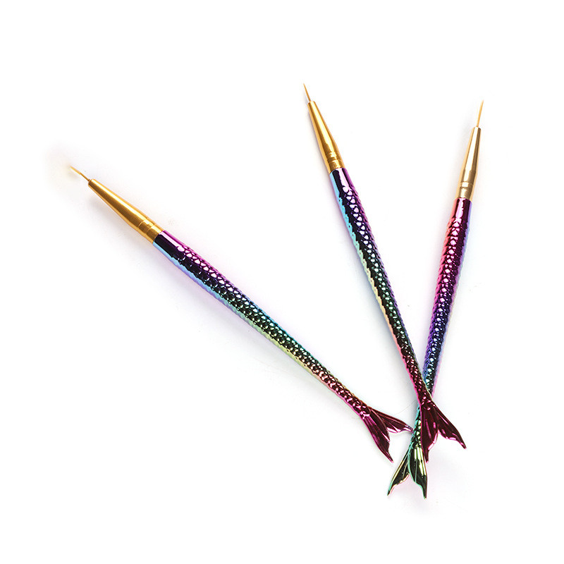 Set četkica za crtanje noktiju od 3 komada 3D vrhovi Manikura Akrilna francuska pruga Ultra-tanka olovka za crtanje linija Kistovi za UV gel Alati za slikanje