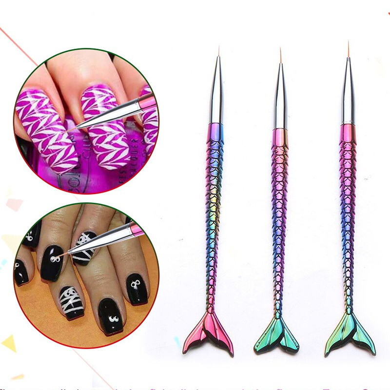 Set četkica za crtanje noktiju od 3 komada 3D vrhovi Manikura Akrilna francuska pruga Ultra-tanka olovka za crtanje linija Kistovi za UV gel Alati za slikanje