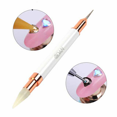BQAN Višebojne kristalne perle Drška Voštana olovka za blistave dijamante Dvostruka olovka za točkice za nokte Birač alata za manikuru