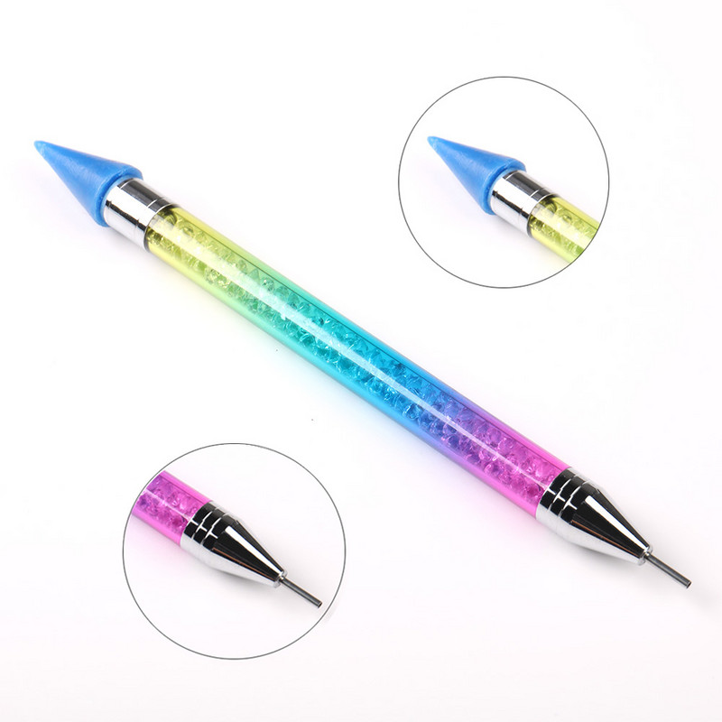 BQAN Višebojne kristalne perle Drška Voštana olovka za blistave dijamante Dvostruka olovka za točkice za nokte Birač alata za manikuru