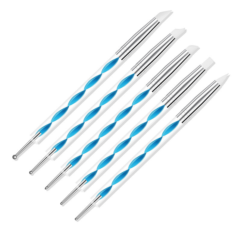 5 buc capete duble, acrilic, metal, punctat, ceară, pix, strasuri, cules de pietre prețioase, culegere cristale, știfturi pentru arta unghiilor, unelte de găurit cu punct DIY