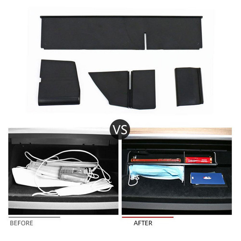 Pentru Tesla Model 3 Y Cutie de mănuși Placă despărțitoare de depozitare Cutie de mănuși în straturi Raft pentru containere Organizator pentru consolă centrală