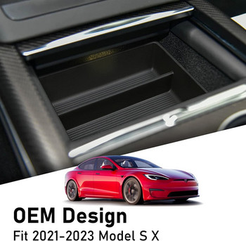 Θήκη οργάνωσης κεντρικής κονσόλας για Tesla Model S Model X Καρό/Μεγάλης εμβέλειας 2021 2022 2023 Μπροστινό κουτί αποθήκευσης κεντρικής κονσόλας