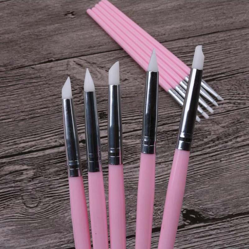 5 tk/komplekti silikoonist küünekunsti skulptuuripliiats 3D nikerdamine DIY särapuuder vedel maniküür täppimispliiats pintsel küünte täppimispliiats Tööriistad
