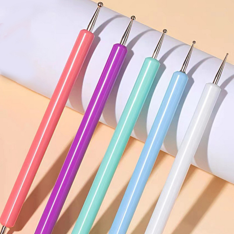 5 buc/set cu două capete Nail Art Dotting Pen Strass Mâner 3D UV Gel Liner Model de flori Desen Pictură Perie Instrumente de manichiură