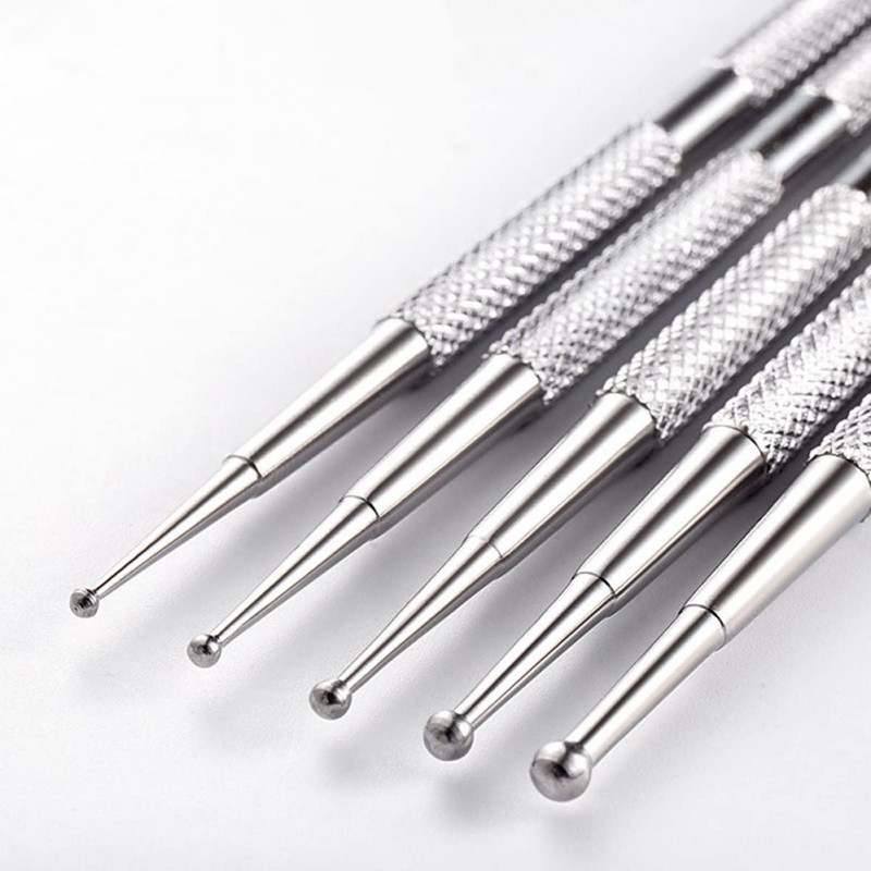 Stilo de punctat cu 2 căi, instrument pentru pictura de unghii cu cap dublu, pentru arta unghiilor, stilou pentru pictura de unghii din oțel inoxidabil, pentru decorare DIY