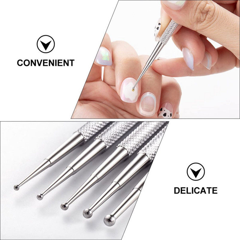 Stilo de punctat cu 2 căi, instrument pentru pictura de unghii cu cap dublu, pentru arta unghiilor, stilou pentru pictura de unghii din oțel inoxidabil, pentru decorare DIY
