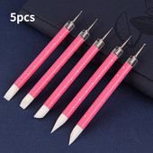 5 TK Metallist täppidega kivide korjaja Õõnes graveerimine Kahe peaga Silikageeli pliiats Küünte Kunst Dotter isetegemise punktiga puuritööriistad