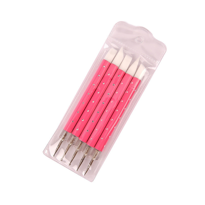 5 TK Metallist täppidega kivide korjaja Õõnes graveerimine Kahe peaga Silikageeli pliiats Küünte Kunst Dotter isetegemise punktiga puuritööriistad