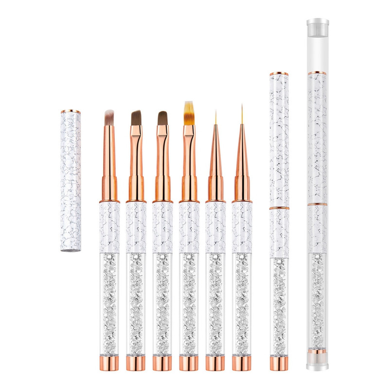 Πινέλο νυχιών Gradient Nail Liner Brush Carving Επίπεδη στρογγυλή κεφαλή Gel ζωγραφικής νυχιών Βούρτσες Lines Liner στυλό σχεδίασης
