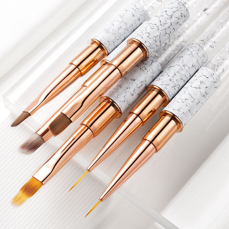 Πινέλο νυχιών Gradient Nail Liner Brush Carving Επίπεδη στρογγυλή κεφαλή Gel ζωγραφικής νυχιών Βούρτσες Lines Liner στυλό σχεδίασης