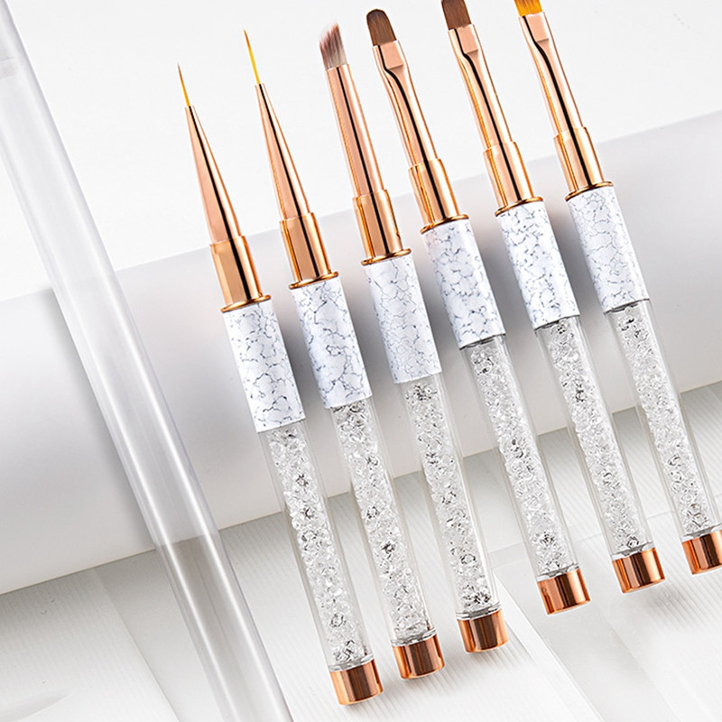 Πινέλο νυχιών Gradient Nail Liner Brush Carving Επίπεδη στρογγυλή κεφαλή Gel ζωγραφικής νυχιών Βούρτσες Lines Liner στυλό σχεδίασης