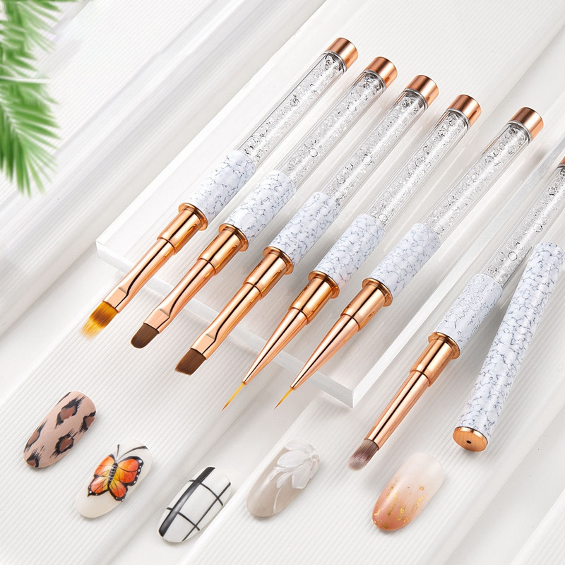 Πινέλο νυχιών Gradient Nail Liner Brush Carving Επίπεδη στρογγυλή κεφαλή Gel ζωγραφικής νυχιών Βούρτσες Lines Liner στυλό σχεδίασης