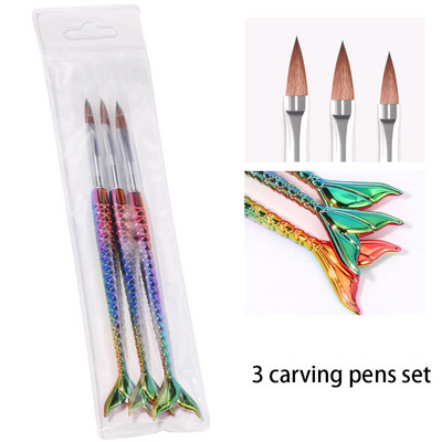 6 TK järkjärguline värviline nikerdamine Mermaid libisemisvastase pliiatsi hoidja materjal akrüülkaunistus küünekunsti pintsel Puhvrid maniküüri komplekt Tööriistad