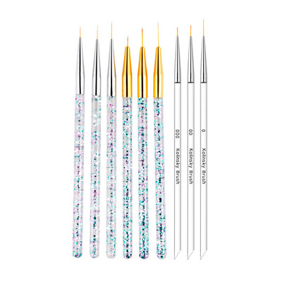 3 τμχ Εργαλεία νυχιών ζωγραφικής γραμμής μανικιούρ σχεδίασης στυλό Διαφανές ακρυλικό σωλήνα χαλκού Flower Wire Nails Art Brush Crystal DIY στυλό