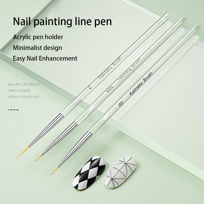 3 buc unelte pentru unghii linie de pictură manichiură pix de desen acrilic transparent tub de cupru sârmă de flori perie de artă pentru unghii pixuri de cristal DIY