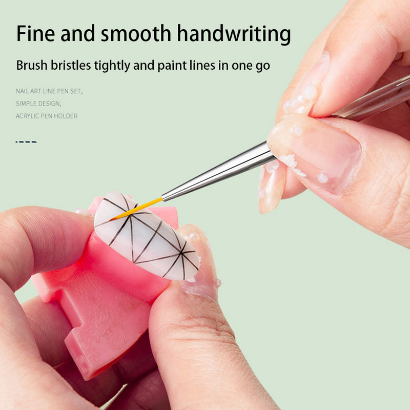 3 buc unelte pentru unghii linie de pictură manichiură pix de desen acrilic transparent tub de cupru sârmă de flori perie de artă pentru unghii pixuri de cristal DIY