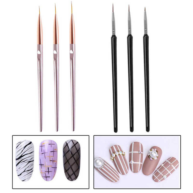 3-pakendis Nail Art Pliiatsi komplekt Geellainer Kasutage küünekunsti disaini üksikasju