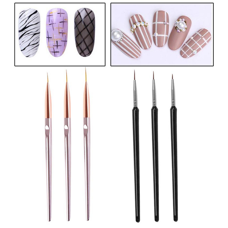 3-pakendis Nail Art Pliiatsi komplekt Geellainer Kasutage küünekunsti disaini üksikasju