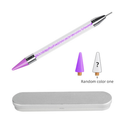 Nail Art broderie cu diamante cu cap dublu burghiu punct pictura stilou cu cutie cu stras creion ceară instrument cu mâner de cristal