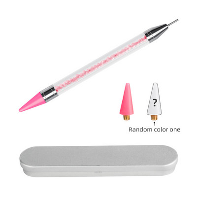 Nail Art broderie cu diamante cu cap dublu burghiu punct pictura stilou cu cutie cu stras creion ceară instrument cu mâner de cristal