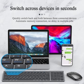 Bluetooth 5.0 & 2.4G ασύρματο πληκτρολόγιο και ποντίκι Combo Mini πληκτρολόγιο πολυμέσων Σετ ποντικιού για φορητό υπολογιστή τηλεόραση iPad Macbook Android