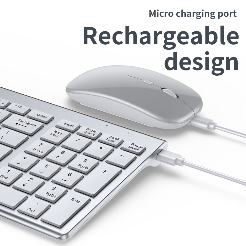 Bluetooth 5.0 ja 2.4G juhtmeta klaviatuur ja hiir Combo Mini multimeediumiklaviatuuri hiirekomplekt sülearvutitele PC-telerile iPad Macbook Android