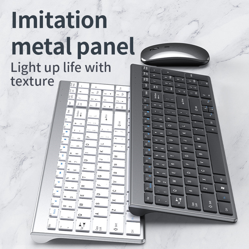 Bluetooth 5.0 ja 2.4G juhtmeta klaviatuur ja hiir Combo Mini multimeediumiklaviatuuri hiirekomplekt sülearvutitele PC-telerile iPad Macbook Android