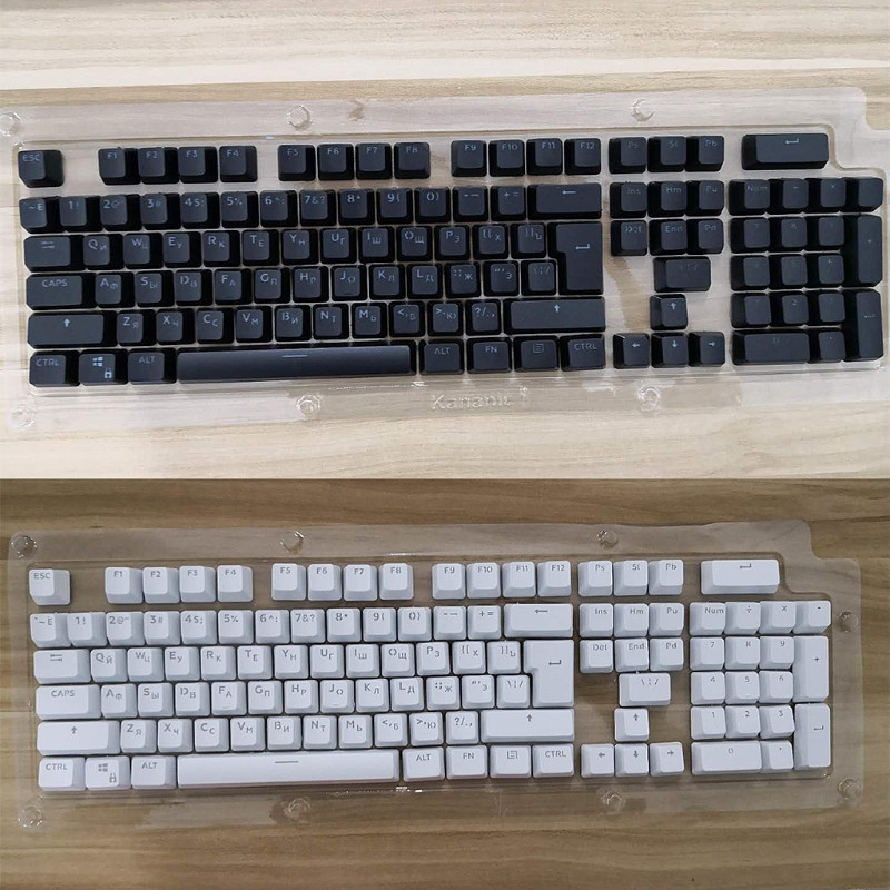 104 Keycaps Ruse Translucide Backlight Keycaps Кейкапы Для Клавиатуры Compatibil pentru Cherry MX Keyboard Switch GO