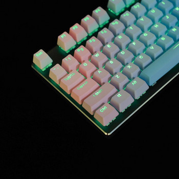 YMDK Double Shot 108 Dyed PBT Shine Through OEM профил Rainbow Carbon Sunset Hana Keycap за MX превключватели Механична клавиатура