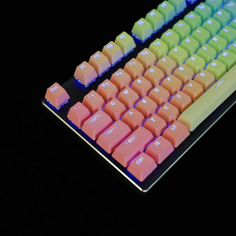 YMDK Double Shot 108 värvitud PBT sära läbi OEM-profiili Rainbow Carbon Sunset Hana klahvikork MX-lülitite jaoks mehaaniline klaviatuur