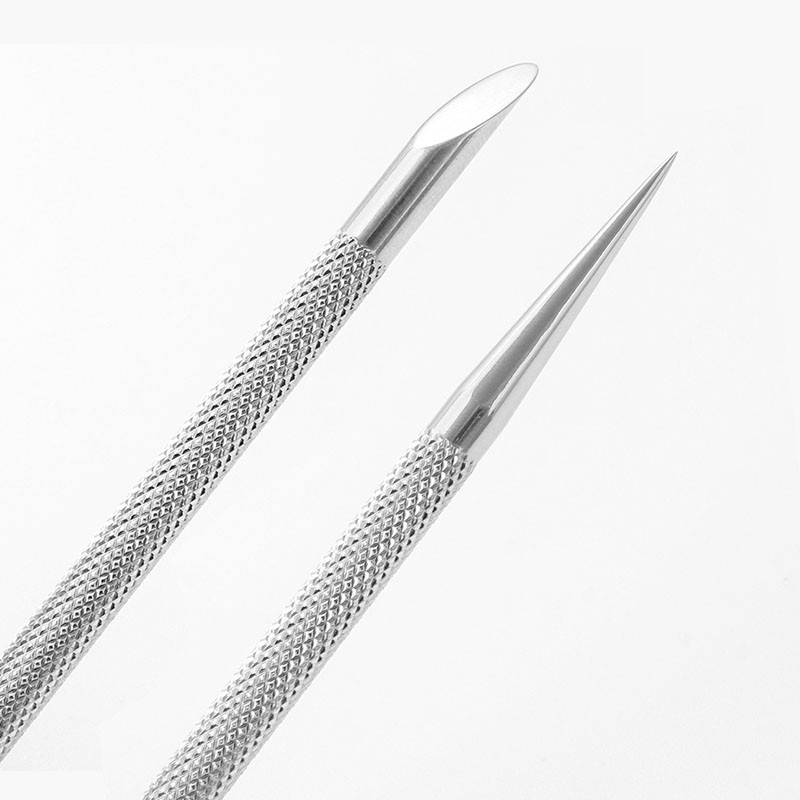 1 PC Двукраен избутвач на кутикула от неръждаема стомана Маникюр за премахване на нокти Пръчки за маникюр Инструмент за ноктопластика