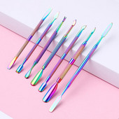 Nail Art Pusher Dead Skin Remover Stick Rod gēla laka nerūsējošā tērauda pincetes nagu griezējs nagu mākslas rīks pedikīrs