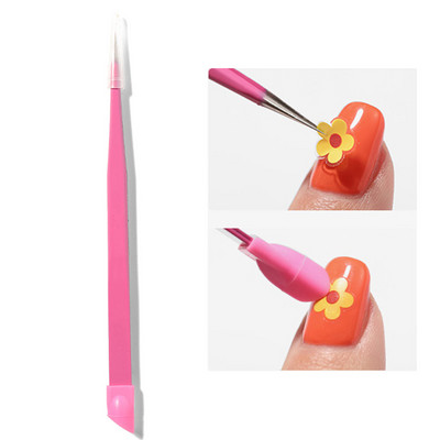 Nail Art Pusher Dead Skin Remover Stick Rod gēla laka nerūsējošā tērauda pincetes nagu griezējs nagu mākslas rīks pedikīrs