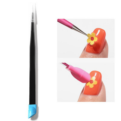 Nail Art Pusher Dead Skin Remover Stick Rod gēla laka nerūsējošā tērauda pincetes nagu griezējs nagu mākslas rīks pedikīrs