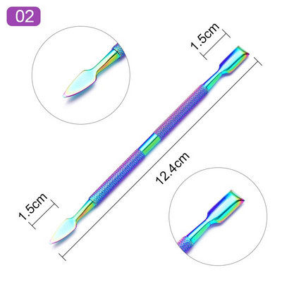 Nail Art Pusher Dead Skin Remover Stick Rod gēla laka nerūsējošā tērauda pincetes nagu griezējs nagu mākslas rīks pedikīrs