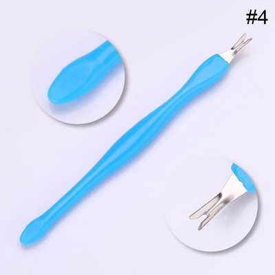 Nail Art Pusher Dead Skin Remover Stick Rod gēla laka nerūsējošā tērauda pincetes nagu griezējs nagu mākslas rīks pedikīrs