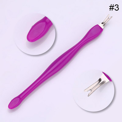 Nail Art Pusher Dead Skin Remover Stick Rod gēla laka nerūsējošā tērauda pincetes nagu griezējs nagu mākslas rīks pedikīrs