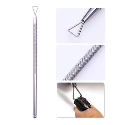 Nail Art Pusher Dead Skin Remover Stick Rod gēla laka nerūsējošā tērauda pincetes nagu griezējs nagu mākslas rīks pedikīrs